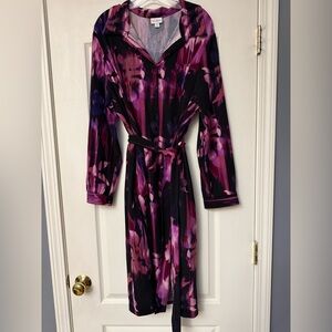 Lularoe Purple and Black Abstract Print Dress 2XL